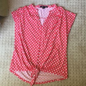 Coral polka dot top